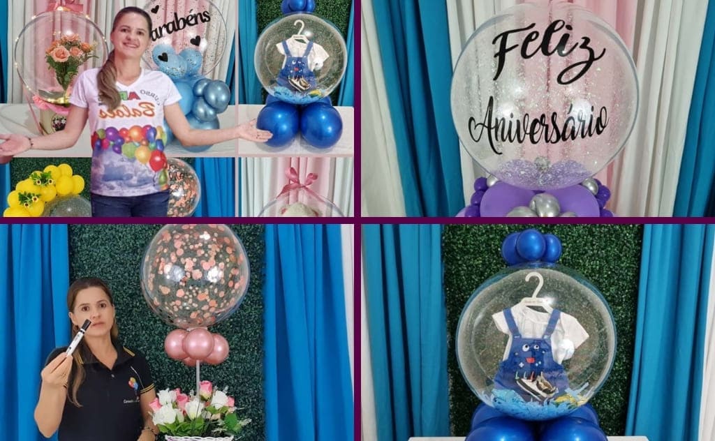 curso de balões bubble arranjos